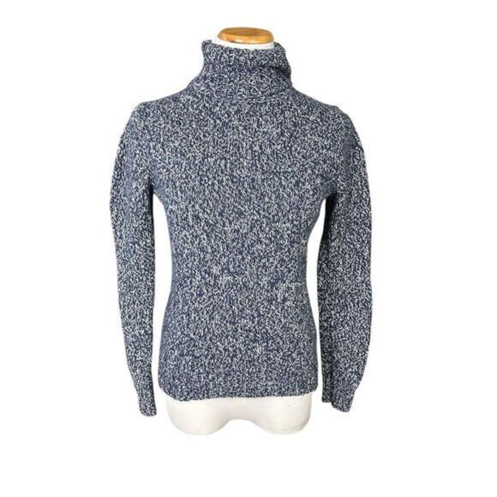 Boden Women's Blue White Speckled Marled Knit Turtleneck Pullover Sweater Size 8